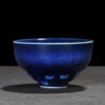 Buddha Stones Chinese Jianzhan Glaze Kiln Change Ceramic Teacup Tenmoku Kung Fu Tea Cup Jian Zhan Tea Cup BS Blue 8.4cm*4.8cm*110ml
