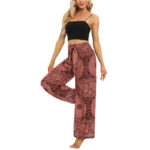 Buddha Stones Boho Lace-up Wide Leg Pants Women's Yoga Pants Women's Wide Leg Pants BS 4