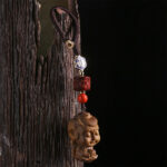 Buddha Stones Chinese Zodiac Natal Buddha Green Sandalwood Om Mani Padme Hum Peace Key Chain Key Chain BS 3