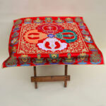 Buddha Stones Flower Endless Knot Prayer Altar Mat Healing Meditation 8 Auspicious Symbols Mat Table Runner Prayer Altar BS 16