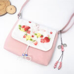 Buddha Stones Embroidered Camellia Epiphyllum Gardenia Sakura Flowers Crossbody Bag Shoulder Bag Cellphone Bag Crossbody Bag BS Light Pink Strawberry Rabbit 23*19*3.5cm