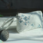 Buddha Stones Small Flower Plum Cherry Crane Peach Blossom Embroidery Canvas Wallet Shopping Purse Purse BS 21