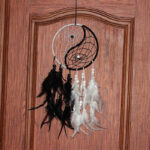 Buddha Stones Yin Yang  Dream Catcher Circular Net with Feathers Balance Decoration Decorations BS 8