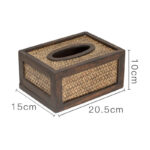 Buddha Stones Handmade Bamboo Woven Wood Tissue Box Wooden Tissue Holder Wipes Boxes Decoration Decorations BS 20.5*15*10cm-Fit For 120-150 Tissues