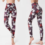 Buddha Stones Colorful Flower Petal Leaves Print Sports Exercise Fitness High Waist Leggings Women's Yoga Pants Women's Leggings BS Tan XL(Fit for US8-10; UK/AU12-14; EU40-42)