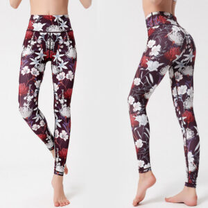 Buddha Stones Colorful Flower Petal Leaves Print Sports Exercise Fitness High Waist Leggings Women's Yoga Pants Women's Leggings BS Tan XL(Fit for US8-10; UK/AU12-14; EU40-42)