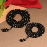 Buddha Stones 108 Mala Beads Natural Gold Sheen Obsidian Wealth Bracelet Mala Bracelet BS 5