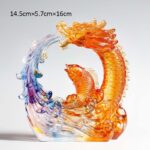 Buddha Stones Feng Shui Dragon Koi Fish Handmade Liuli Crystal Art Piece Home Office Decoration Decorations BS 3