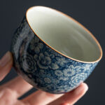 Buddha Stones Blue Lotus Peach Blossom Chrysanthemum Design Ceramic Teacup Kung Fu Tea Cups Cup BS 9