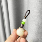 Buddha Stones Natural Bodhi Seed Money Bag Flower Blessing Prosperity Keychain Key Chain BS Simple Money Bag