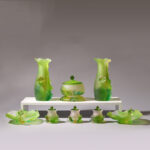Buddha Stones Feng Shui Lotus Handmade Liuli Crystal Art Piece Home Office Offering Decoration Decorations BS 18