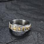 Buddha Stones Six True Words Balance Calm Titanium Steel Ring (Extra 30% Off | USE CODE: FS30) Rings BS 3