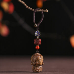 Buddha Stones Chinese Zodiac Natal Buddha Green Sandalwood Om Mani Padme Hum Peace Key Chain Key Chain BS main
