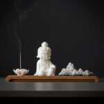 Buddha Stones Lotus Flower Tathagata Kwan Yin Avalokitesvara Ksitigarbha Meditation Ceramic Stick Incense Burner Decoration Incense Burner BS Kwan Yin Avalokitesvara
