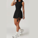 Buddha Stones Solid Color Sports Tennis Yoga Lace-up Women Sports Dress Sports Dress BS 13