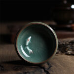Buddha Stones Colorful Koi Fish Ceramic Teacup Kung Fu Tea Cup Bowl Cup BS One Colorful Koi Fish 7.8cm*3.4cm*60ml