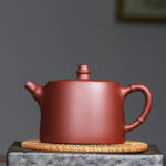 Buddha Stones Handmade Vintage Bamboo Purple Clay Kung Fu Teapot Teapot BS 13.3cm*7.8cm*260ml