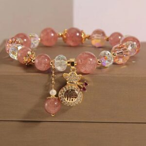FREE Today: Love Healing Natural Strawberry Quartz Crystal Money Bag Charm Positive Bracelet FREE FREE Strawberry Quartz(Love♥Healing)