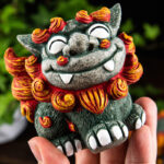 Buddha Stones Small Pair of Lion Fu Foo Dogs Ward Off Evil Protection Home Resin Decoration Decorations BS 4