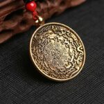 Buddha Stones Tibet Om Mani Padme Hum Prayer Wheel Nine Palace Eight Trigrams Copper Car Hanging Decoration Car Hanging Decoration BS 13
