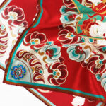 Buddha Stones Dunhuang Rebound Pipa Flying Frescoes 100% Mulberry Silk Scarf Premium Grade 6A Dunhuang Shawl Silk Scarf BS 23