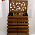 Buddha Stones Vintage Plum Blossom Carved Wooden Jewelry Box Six-Layer Jewelry Storage Box Jewelry Box BS 22