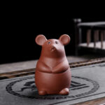 Buddha Stones Chinese Zodiac Purple Clay Wealth Ceramic Tea Pet Home Figurine Decoration Decorations BS Rat 4.5cm*4.8cm*7.2cm