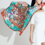 Buddha Stones Dunhuang Musician Playing Frescoes 100% Mulberry Silk Scarf Premium Grade 6A Dunhuang Silk Shawl Silk Scarf BS 11