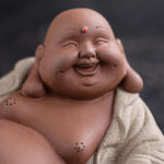 Buddha Stones Laughing Buddha Ingots Attract Wealth Purple Clay Maitreya Statue Decoration Decorations BS 8
