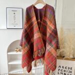 Buddha Stones Tibetan Shawl Colorful Wavy Striped Shapes Tassels Winter Cozy Travel Scarf Wrap Tibetan Shawl BS Purple Orange Red