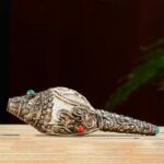 Buddha Stones Tibetan Handmade Engraved Shankha Buddha Conch Shell Wealth Positive Decoration Decorations BS 1
