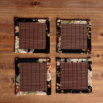 Buddha Stones Vintage Peony Flower Blossom Bamboo Cup Mat Pad Tea Cup Coaster Kung Fu Tea Mat Tea Mat BS Brown Coasters(4Pcs) 8*8cm