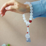 Buddha Stones White Agate Red Agate Luck Wrist Mala Tassels Pocket Mala Car Decoration Wrist Mala&Decorations BS 4