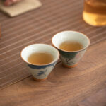 Buddha Stones Persimmon Boat Koi Fish Lotus Ceramic Teacup Kung Fu Tea Cup 50ml Cup BS 18