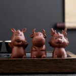 Buddha Stones Chinese Zodiac Purple Clay Wealth Ceramic Tea Pet Home Figurine Decoration Decorations BS 19