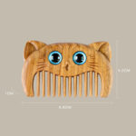 Buddha Stones Simple Cat Pattern Green Sandalwood Cure Portable Comb Comb BS 13