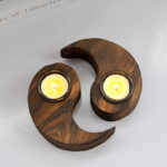 Buddha Stones Yin Yang Wood Candle Holder Meditation Rituals Use Items Candle Holder BS 14