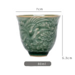 Buddha Stones Crane Pine Ceramic Teacup Kung Fu Tea Cup 80ml Cup BS 6