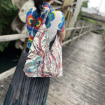 Buddha Stones Handmade Embroidery Pattern Canvas Shoulder Bag Tote Bag Set Bag BS 8