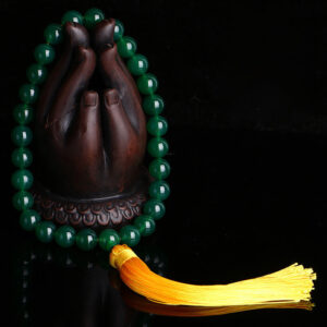 Buddha Stones Natural Green Agate Wrist Mala Power Tassels Pocket Mala Car Decoration Wrist Mala&Decorations BS 14mm