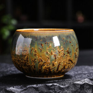 Buddha Stones Colorful Brown Ceramic Teacup Kung Fu Tea Cup Bowl Cup BS 8.6cm*5.7cm*210ml Without Gift Box