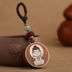 Buddha Stones Ebony Wood Rosewood Buddha Avalokitesvara Om Mani Padme Hum Balance Car Key Chain Decoration Key Chain BS 10