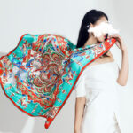 Buddha Stones Dunhuang Musician Playing Frescoes 100% Mulberry Silk Scarf Premium Grade 6A Dunhuang Silk Shawl Silk Scarf BS 1