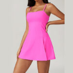 Buddha Stones Solid Backless Tennis Yoga Women Sports Dress Sports Dress BS HotPink XL(Fit for US8-10; UK/AU12-14; EU40-42)
