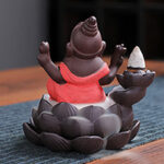 Buddha Stones Ganesh Elephant Purple Clay Backflow Smoke Fountain Protection Incense Burner Incense Burner BS 10