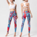 Buddha Stones Colorful Flower Petal Leaves Print Sports Exercise Fitness High Waist Leggings Women's Yoga Pants Women's Leggings BS 19