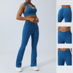 Buddha Stones 2Pcs Workout Sleeveless Backless Top Shorts Flared Pants Sports Fitness Yoga Outfit Set 2-Piece Outfit BS 17