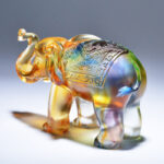 Buddha Stones Handmade Liuli Crystal Elephant Art Piece Wisdom Wealth Home Decoration Decorations BS 4