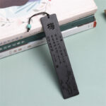Buddha Stones Plum Orchid Bamboo Chrysanthemum Wood Bookmarks With Gift Box Bookmarks BS Plum-Ebony