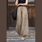 Buddha Stones Ramie Cotton Linen Pants Tie-dye Design Trousers Loose Zen Yoga Women's Pants with Pockets Pants BS 10